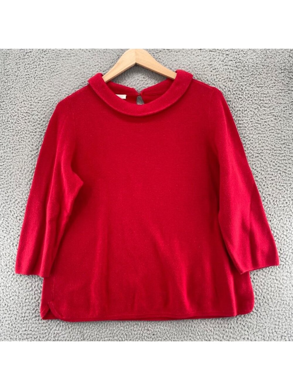 Talbots Sweater Womens 1X Red Knit Boat Neck 3/4 Sleeves Tunic Holiday Christmas